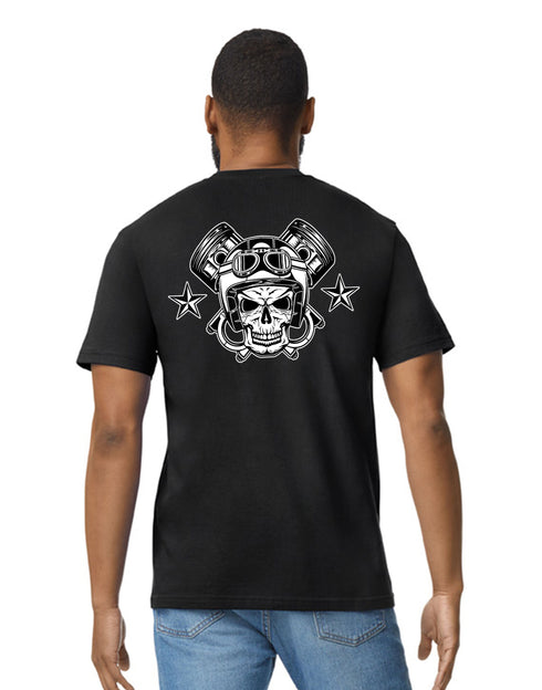 Biker T-Shirt Vintage Motorcycle Classic Bike Custom Chopper Piston Skull